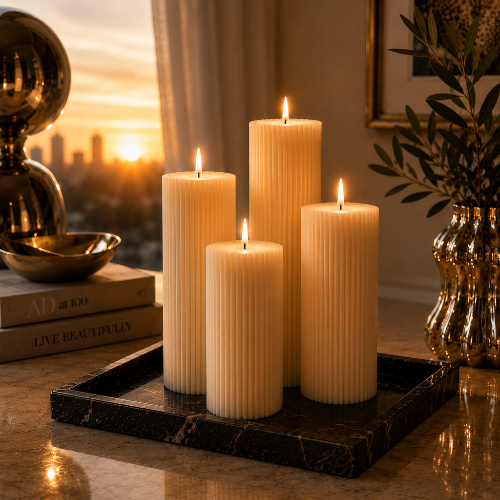 Architectural Ribbed Pillar Candles