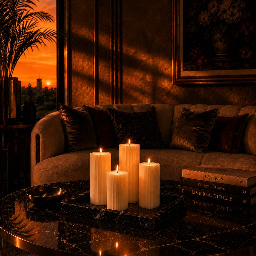 Architectural Ribbed Pillar Candles
