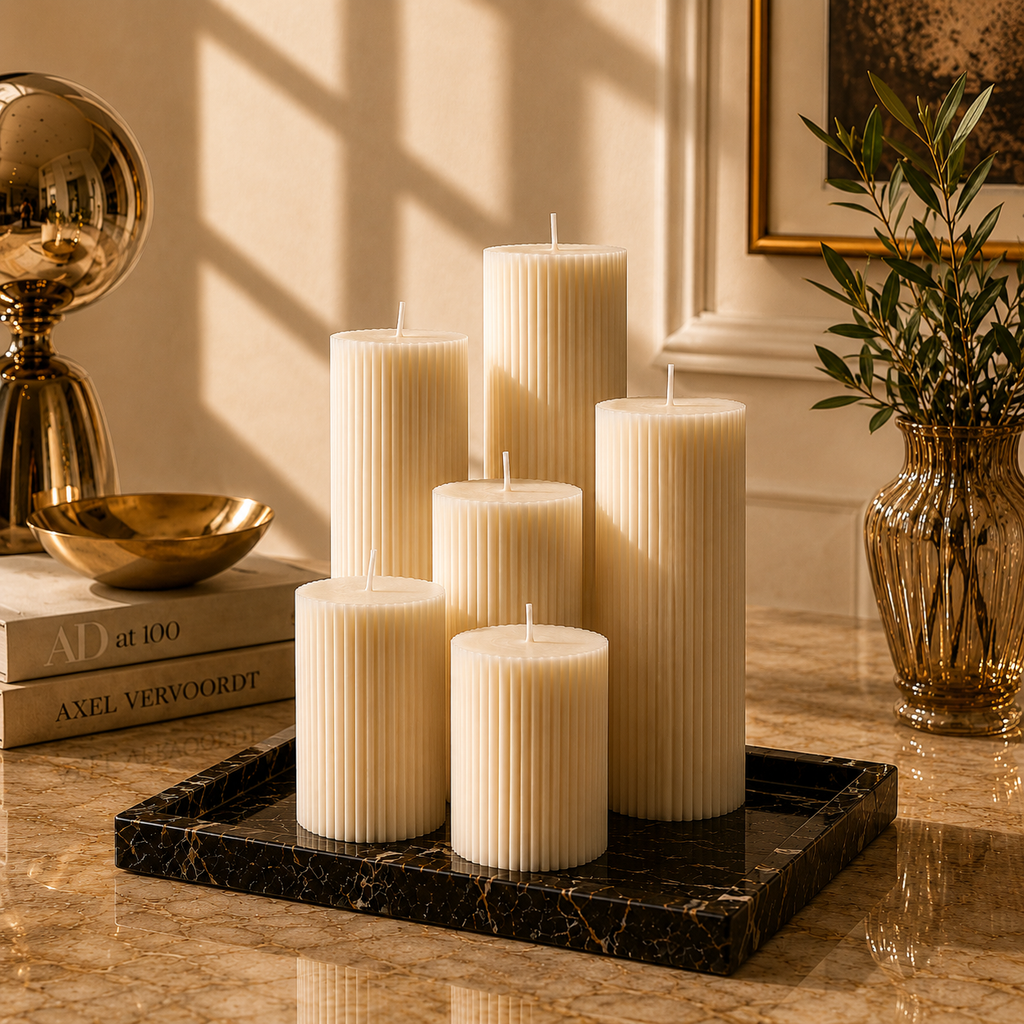 Architectural Ribbed Pillar Candles