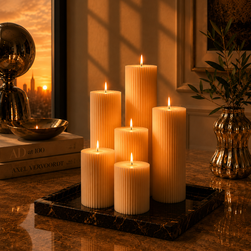 Architectural Ribbed Pillar Candles