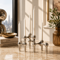 Chrome Molecular Structure Taper Candle Holder